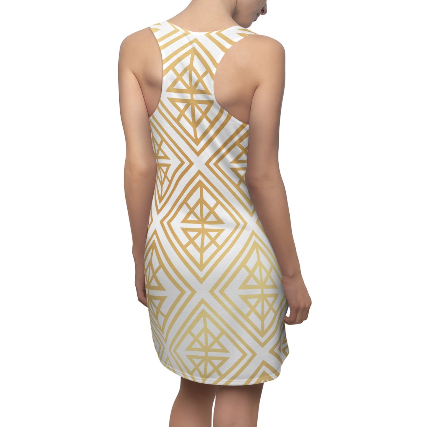 Luxury Racerback Dress mit Geometric Gold Line Muster