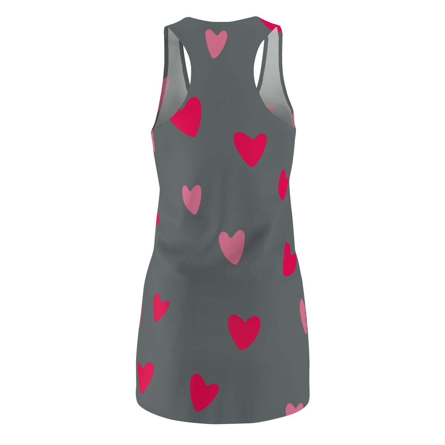 Pink Herz Racerback Kleid – Süßes Sommerkleid grau