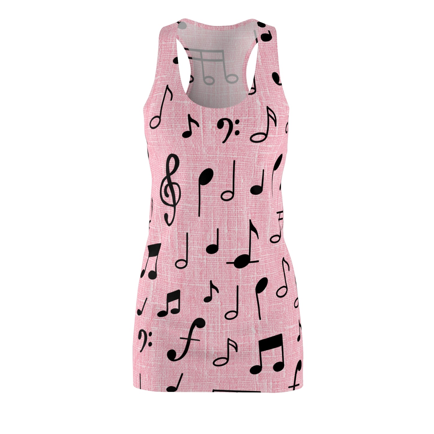 Rosa Racerback Kleid – Sommerkleid mit Musiknoten für Damen