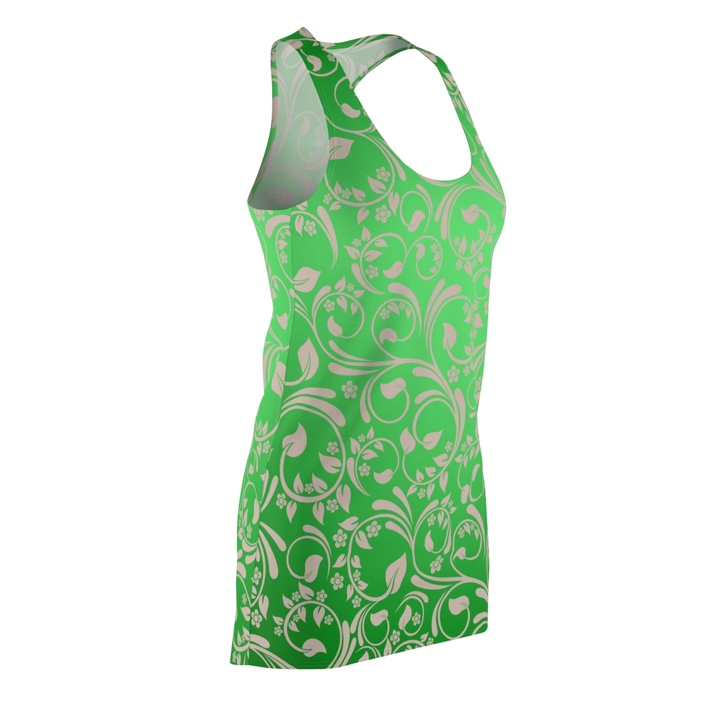 Grünes Racerback Kleid mit floralem Muster & sanftem Farbverlauf