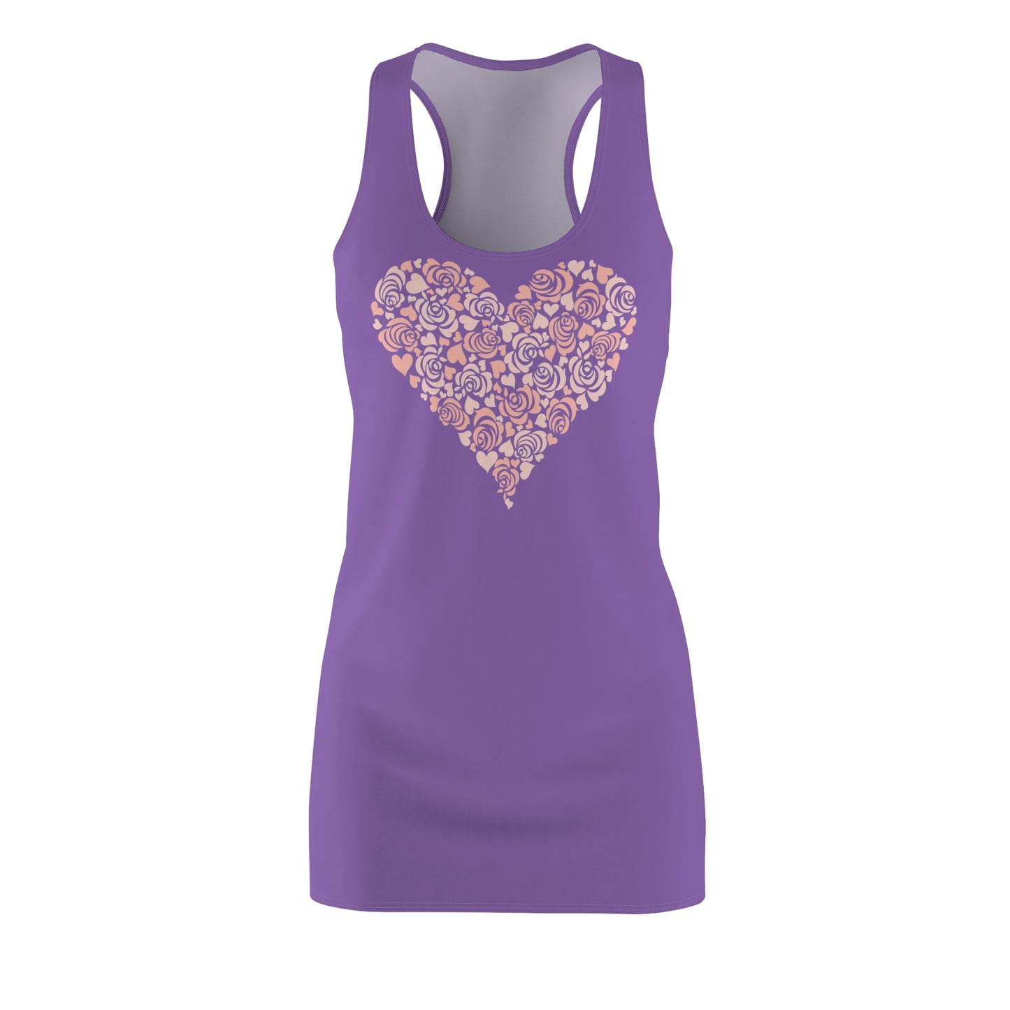 Hell Lila Floral Heart Kleid Racerback Romantisches Sommerkleid