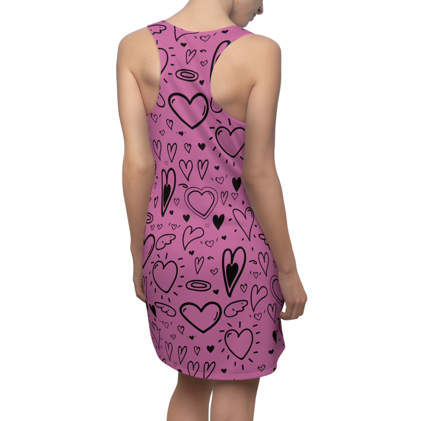 Herz Allover Racerback Kleid – Verspieltes Sommerkleid