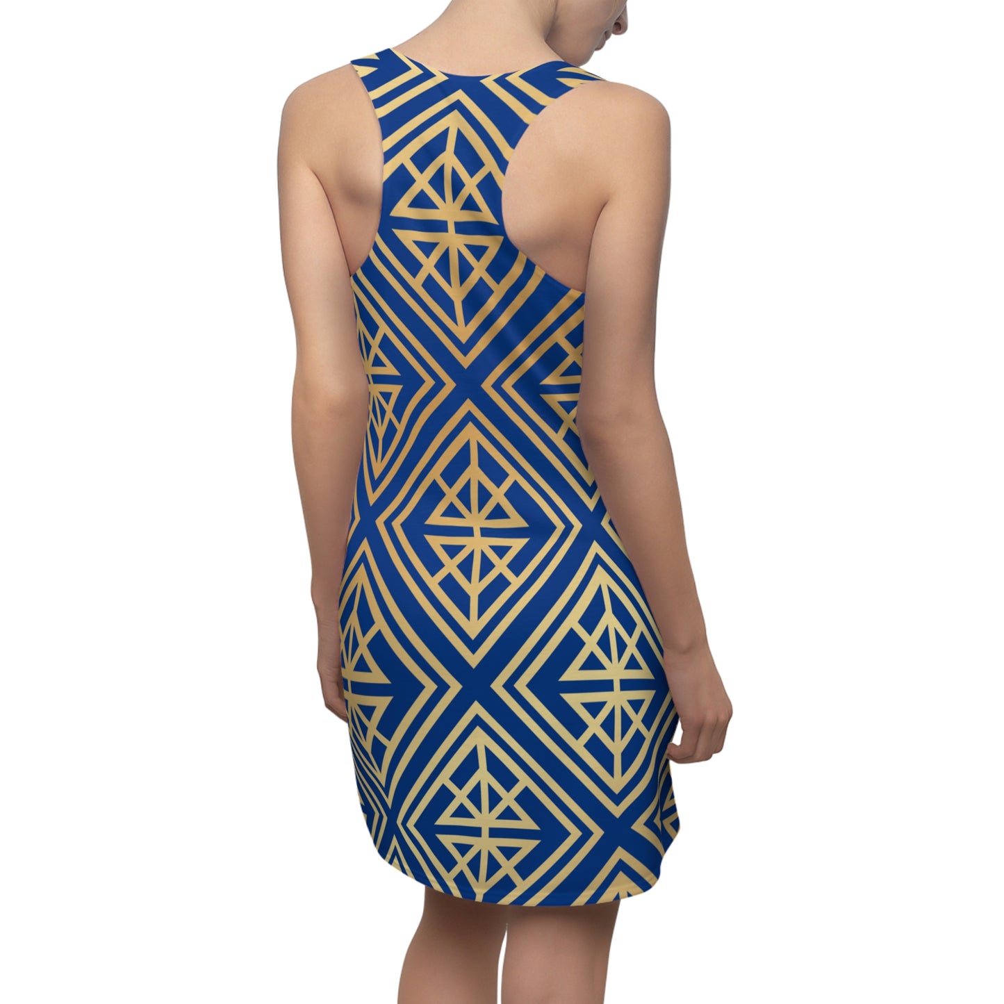 Luxury Racerback Dress mit Geometric Gold Line Muster Mavi