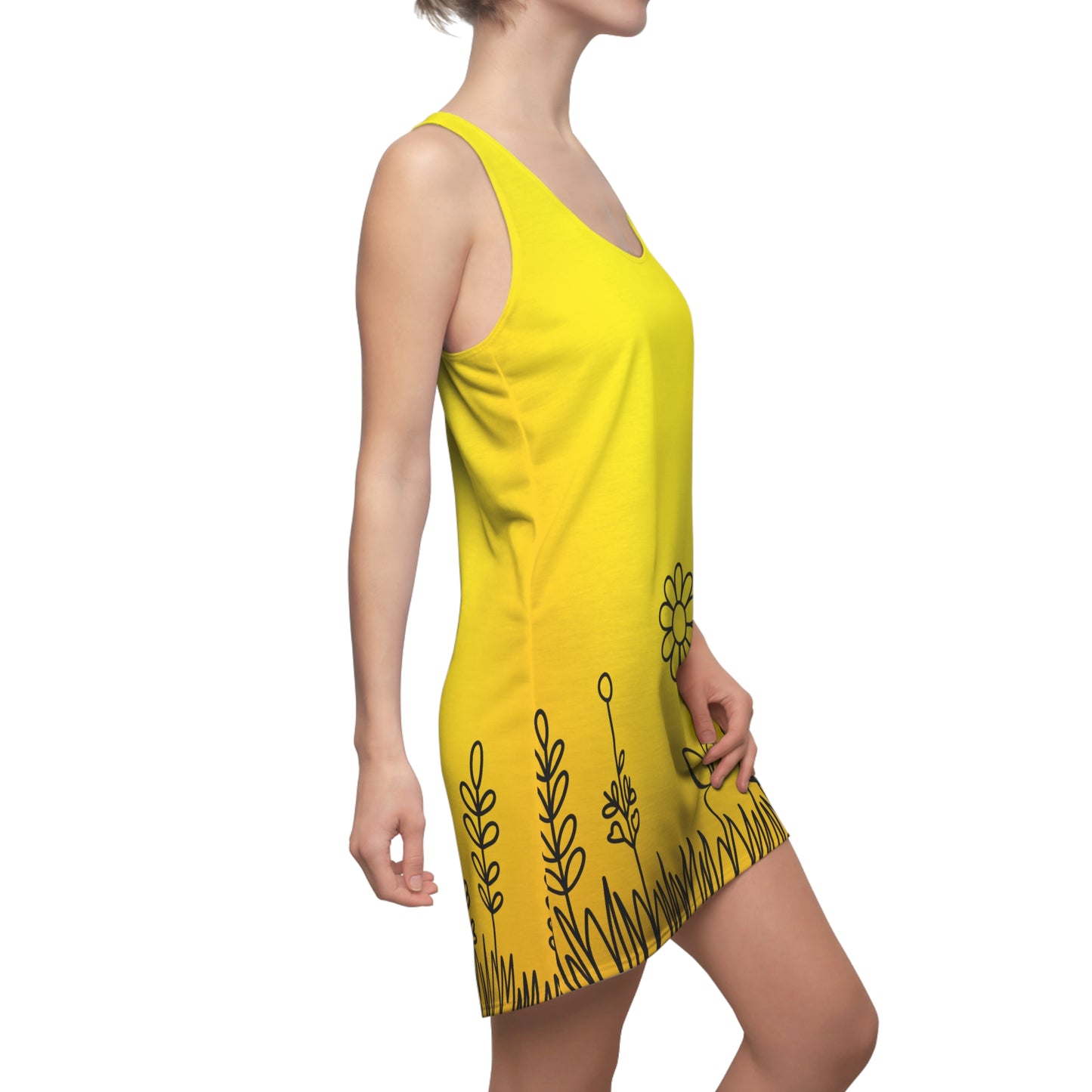 Gelb Floral Racerback Kleid – Leichtes Sommerkleid