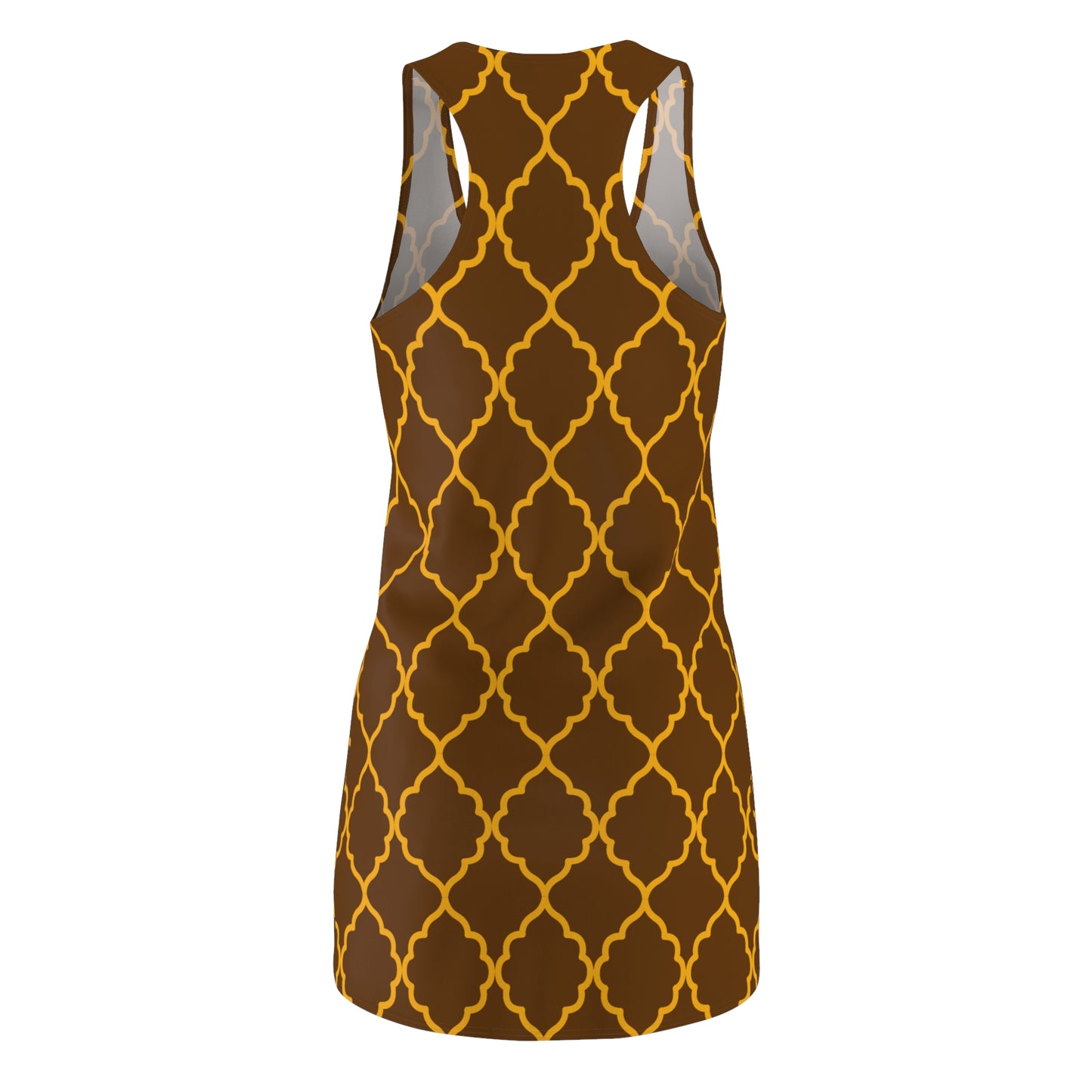 Braunes Racerback Kleid mit goldenem Ornamentmuster