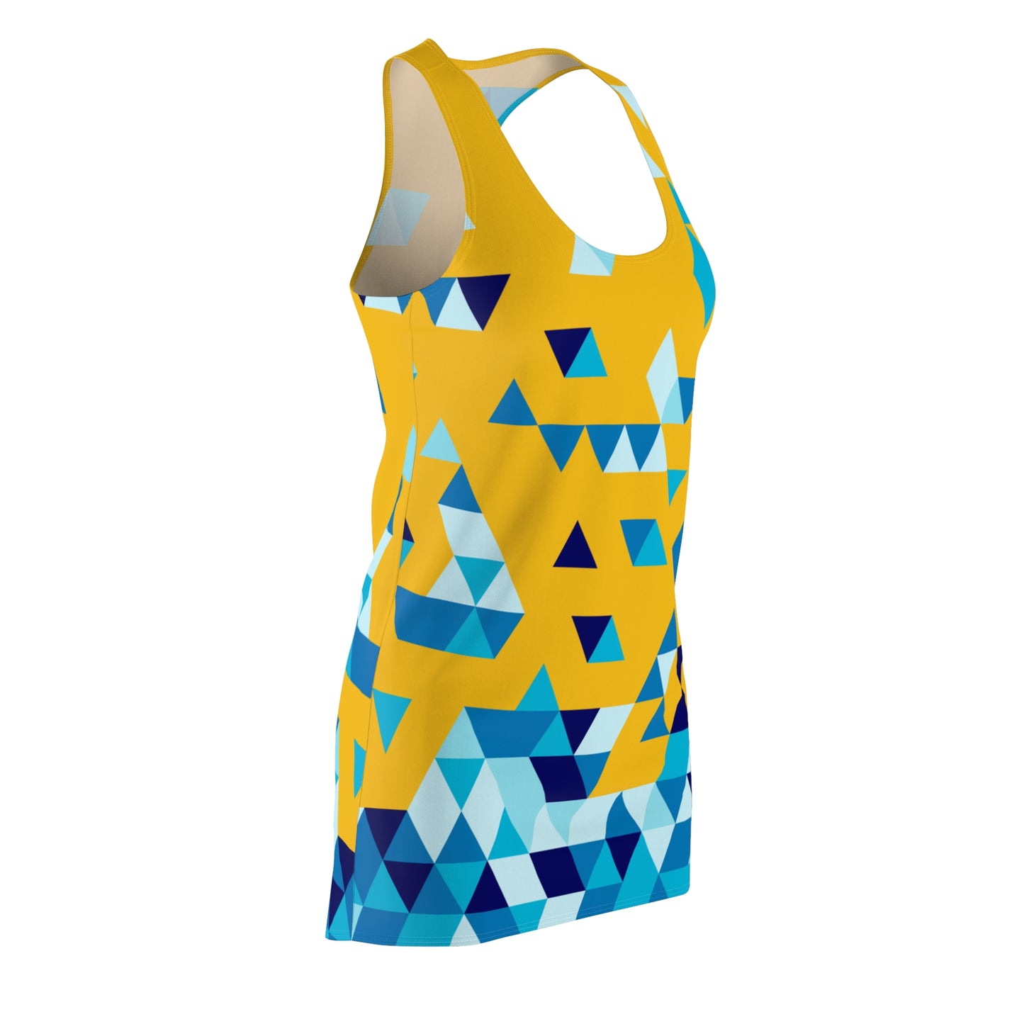 Dreieck Racerback Kleid – Blau Gelb Sommerkleid