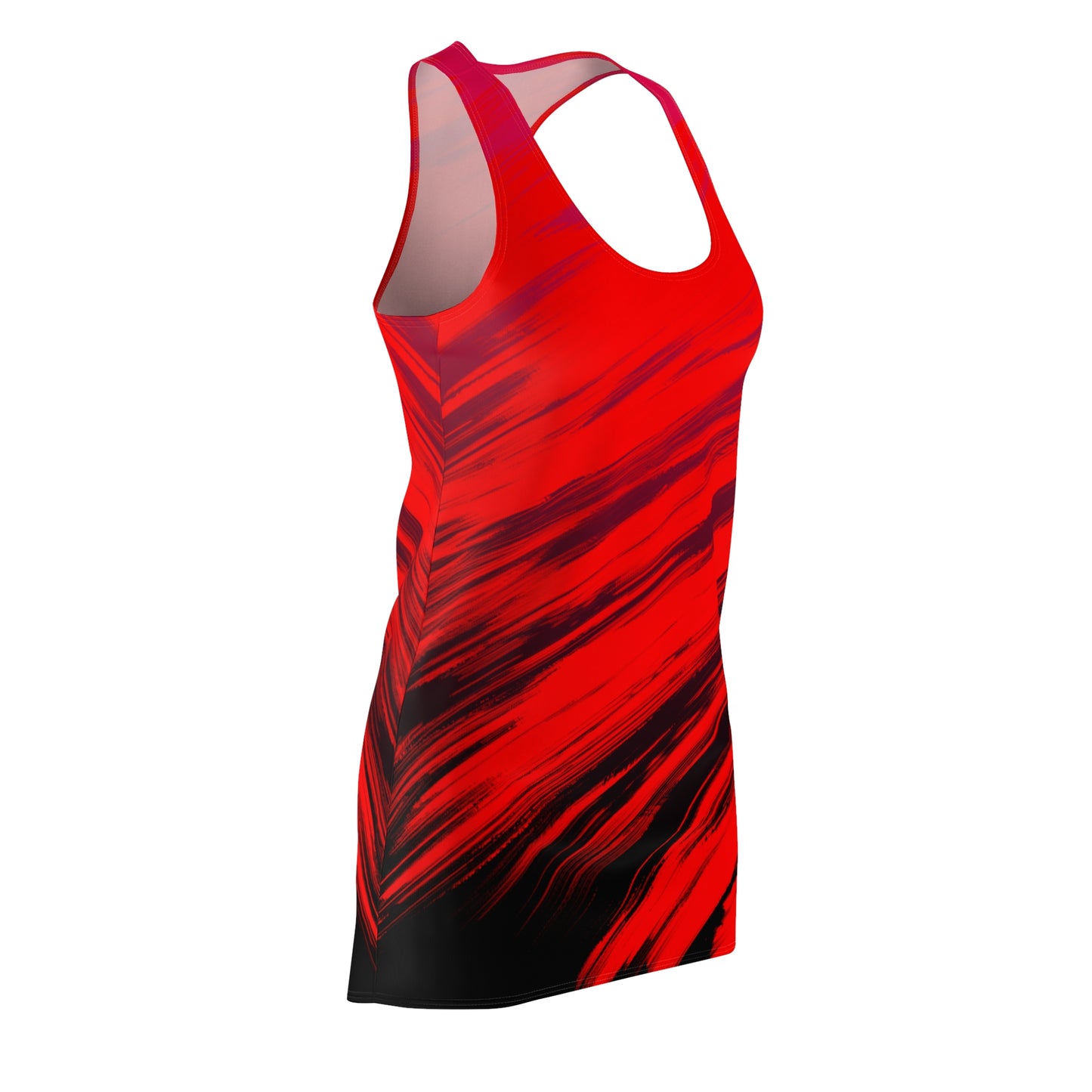 Rotes Racerback Kleid mit schwarzem Abstract Muster
