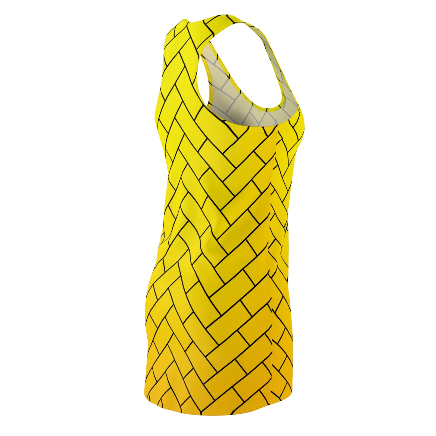 Gelbes Racerback Kleid – Sommerkleid für Damen mit modernem Linienmuster