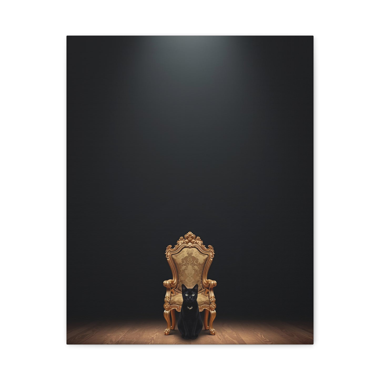 Black Cat on Royal Throne – Premium Canvas Wall Art