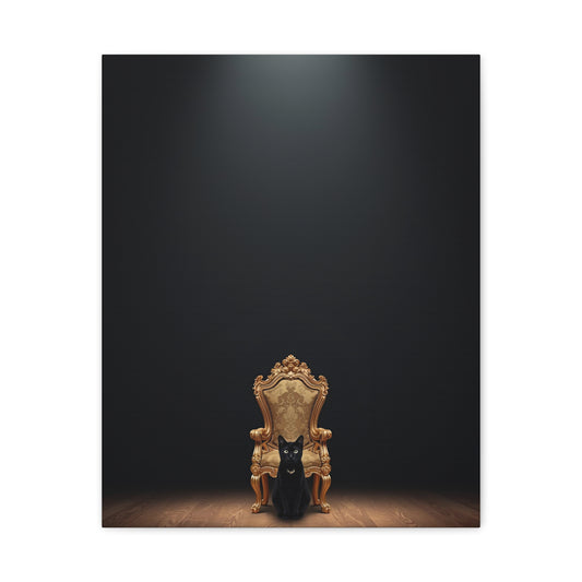 Black Cat on Royal Throne – Premium Canvas Wall Art