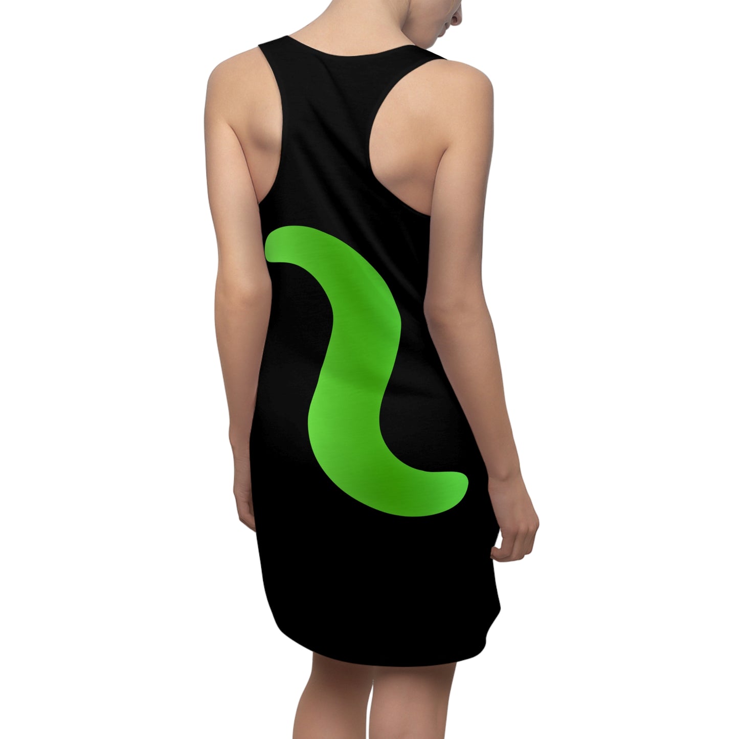 Schwarz Grün Abstrakt Racerback Kleid – Stylishes Sommerkleid