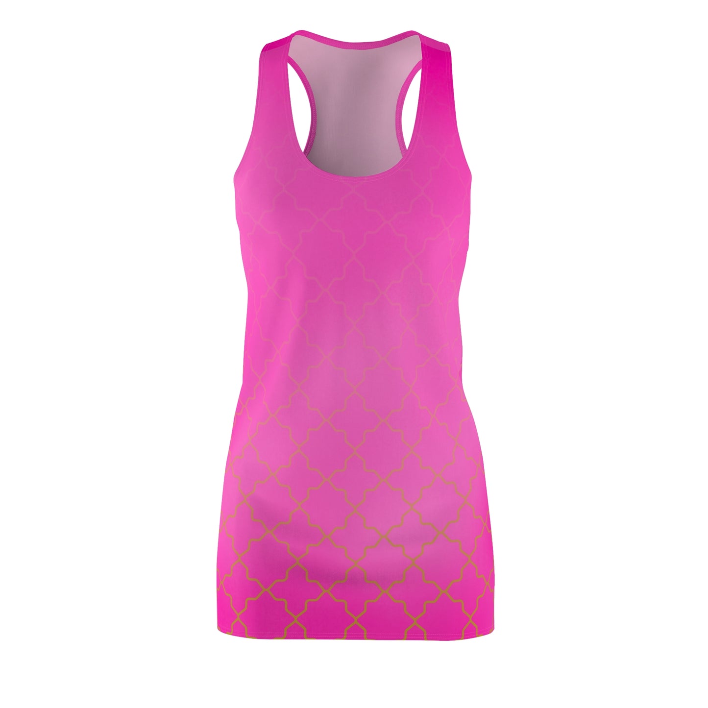 Pinkes Racerback Kleid mit goldenem Muster & Farbverlauf