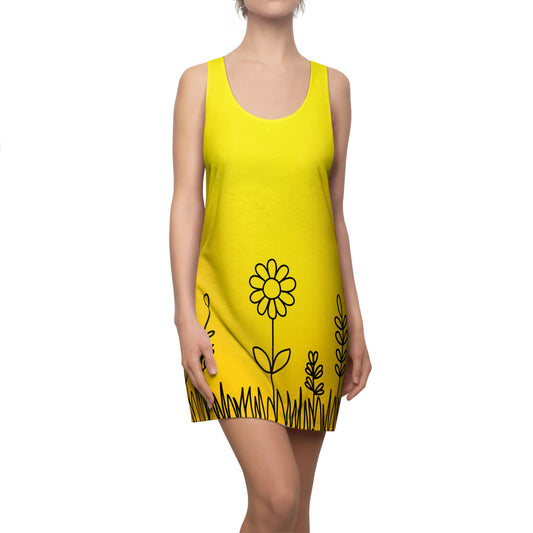 Gelb Floral Racerback Kleid – Leichtes Sommerkleid