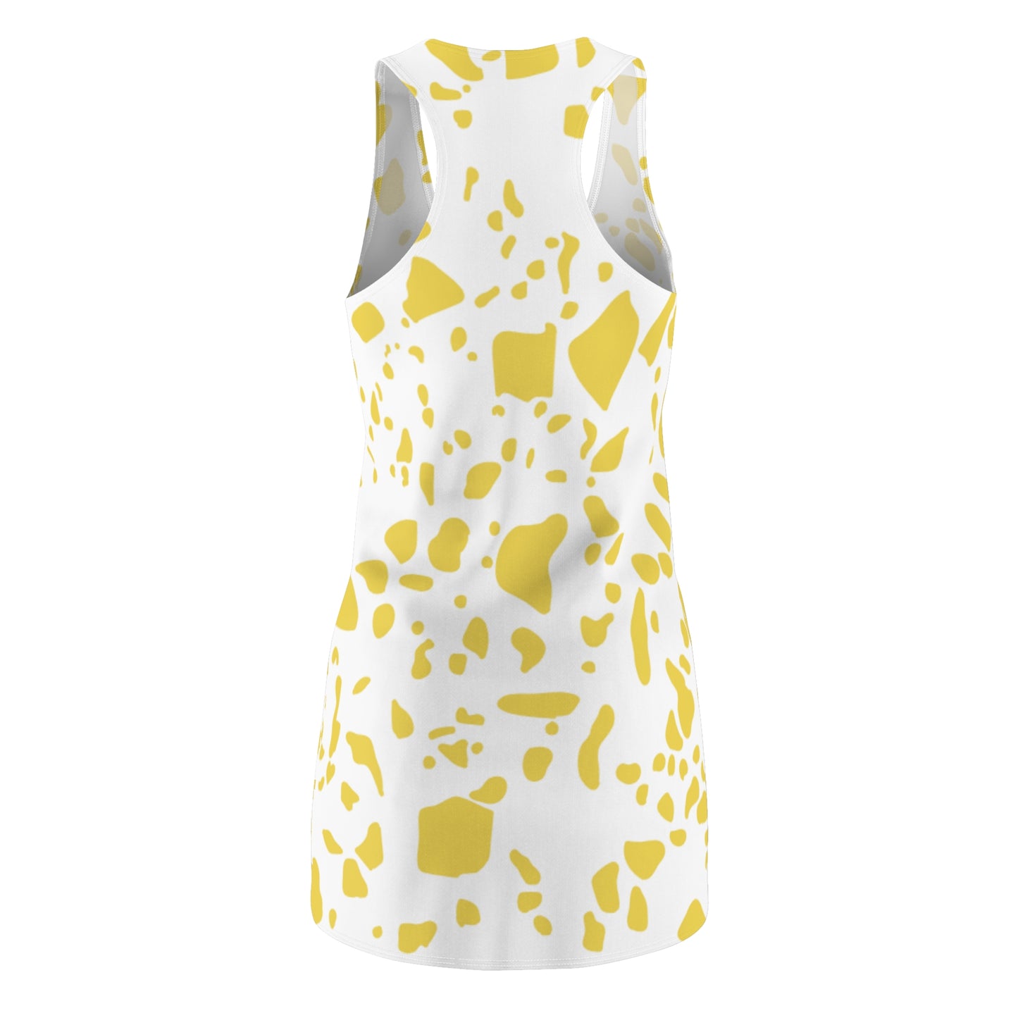 Racerback Kleid Weiß Gelb Abstraktes Muster – Sommer Style