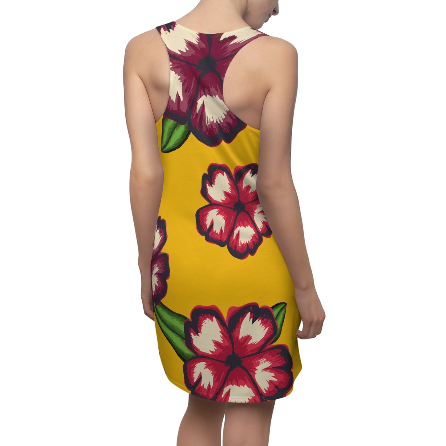 Gelbes Hibiskus Racerback Kleid – Stylishes Sommerkleid