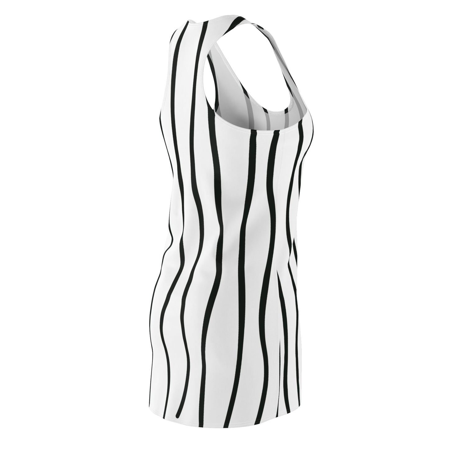 Weiß Schwarz Wellen Racerback Kleid – Modernes Sommerkleid