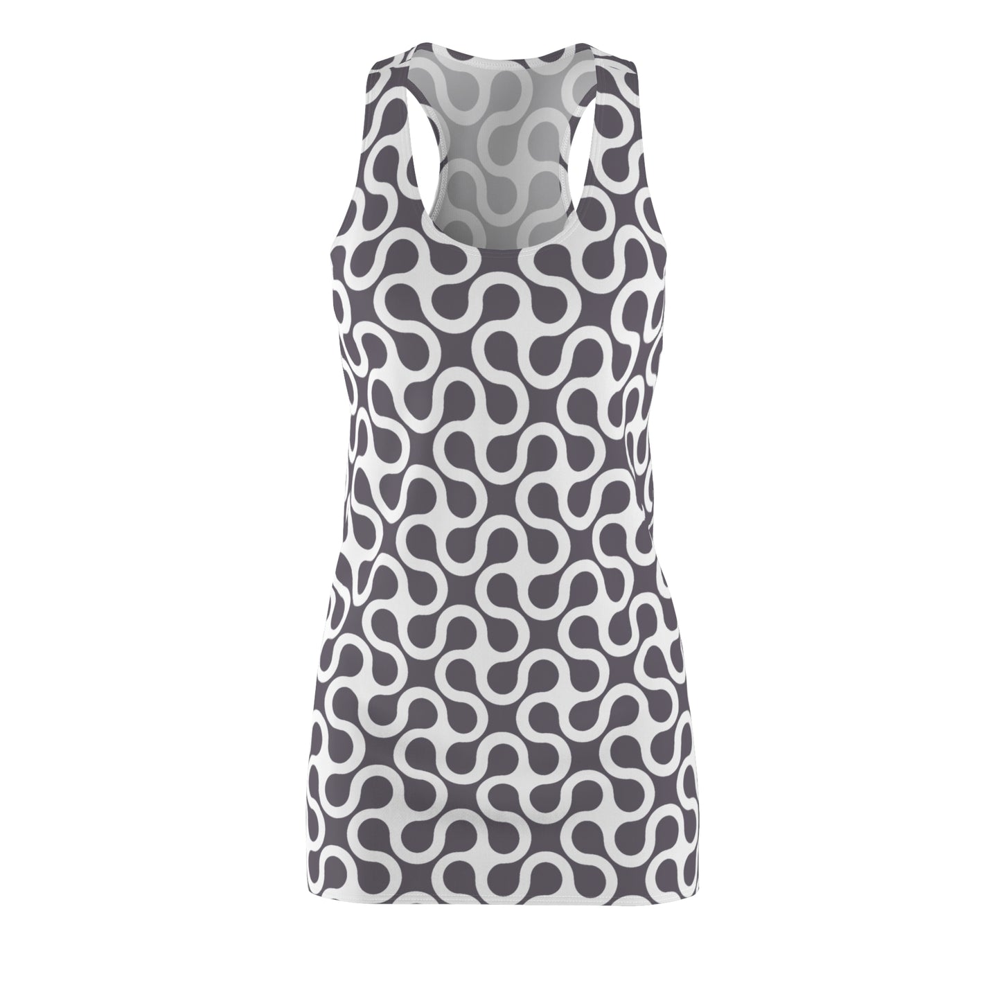 Damen Kleid Abstrakt Grau Weiss Racerback Sommer Casual