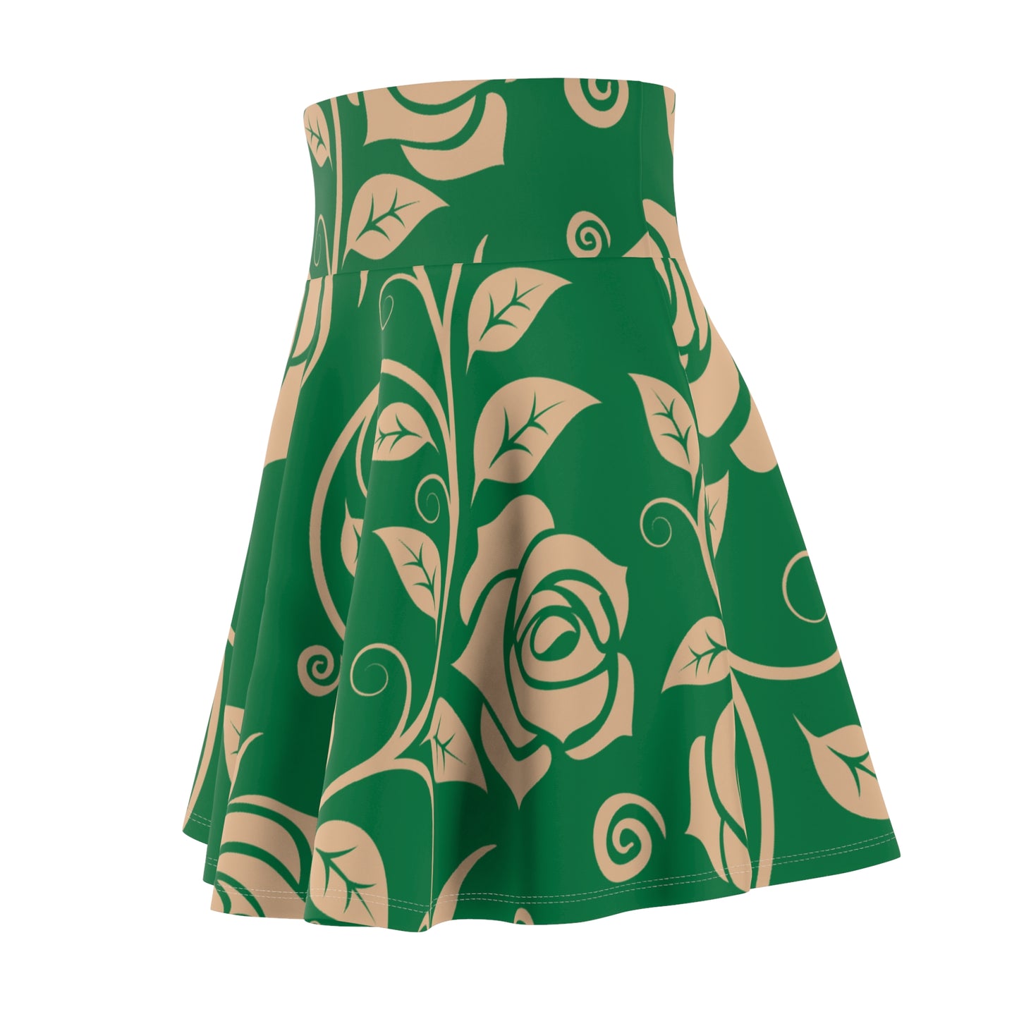 Grüner Damen Rock Floral Skater Elegant Frühling Sommer Casual