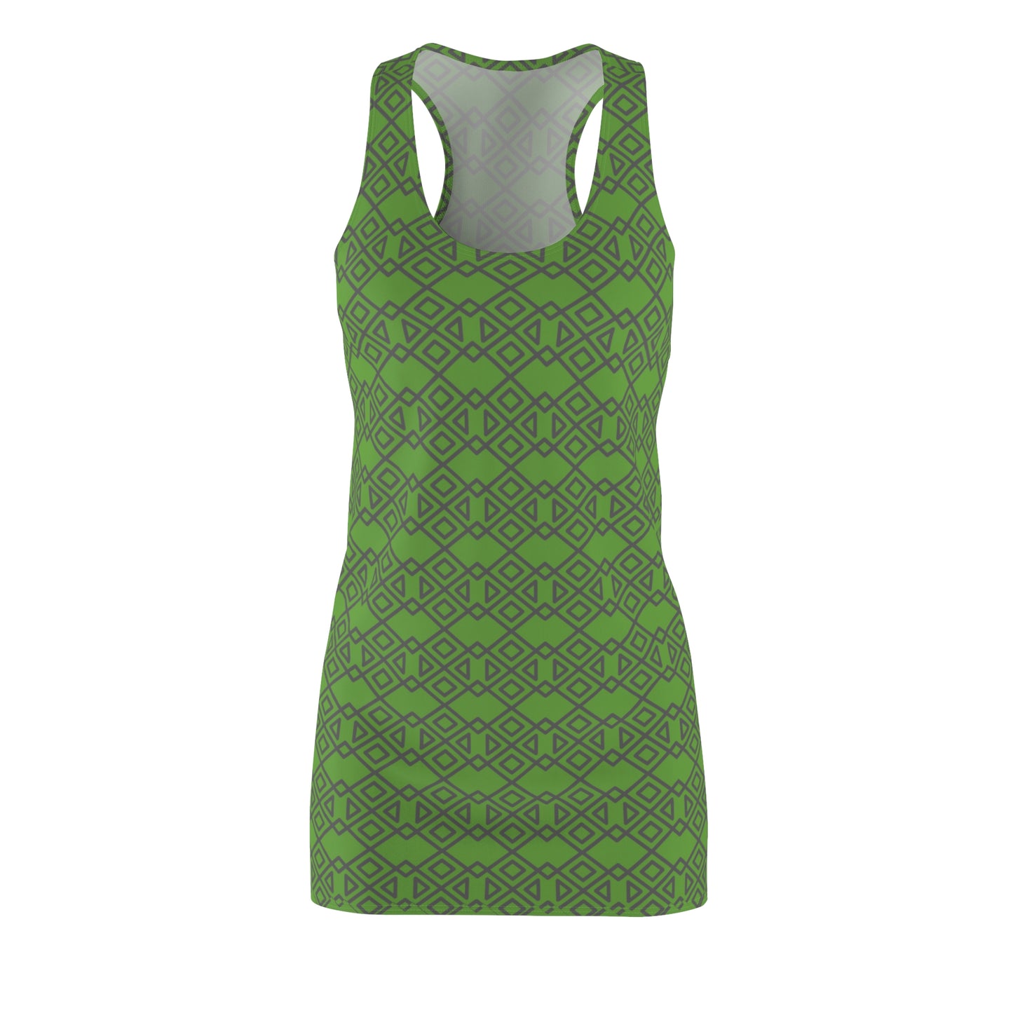 Grün Grau Geometrie Racerback Kleid – Modernes Sommerkleid