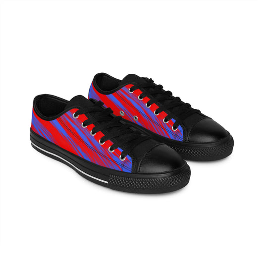 Red Blue Gradient Canvas Sneakers Women Casual Lace-Up Shoes