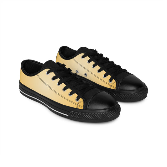 Yellow Gradient Canvas Sneakers Women Casual Lace-Up Shoes