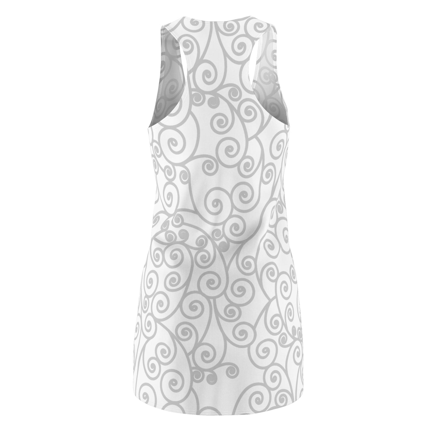 Racerback Damenkleid Sommer – Arabesken Muster, stilvoll & bequem weiss