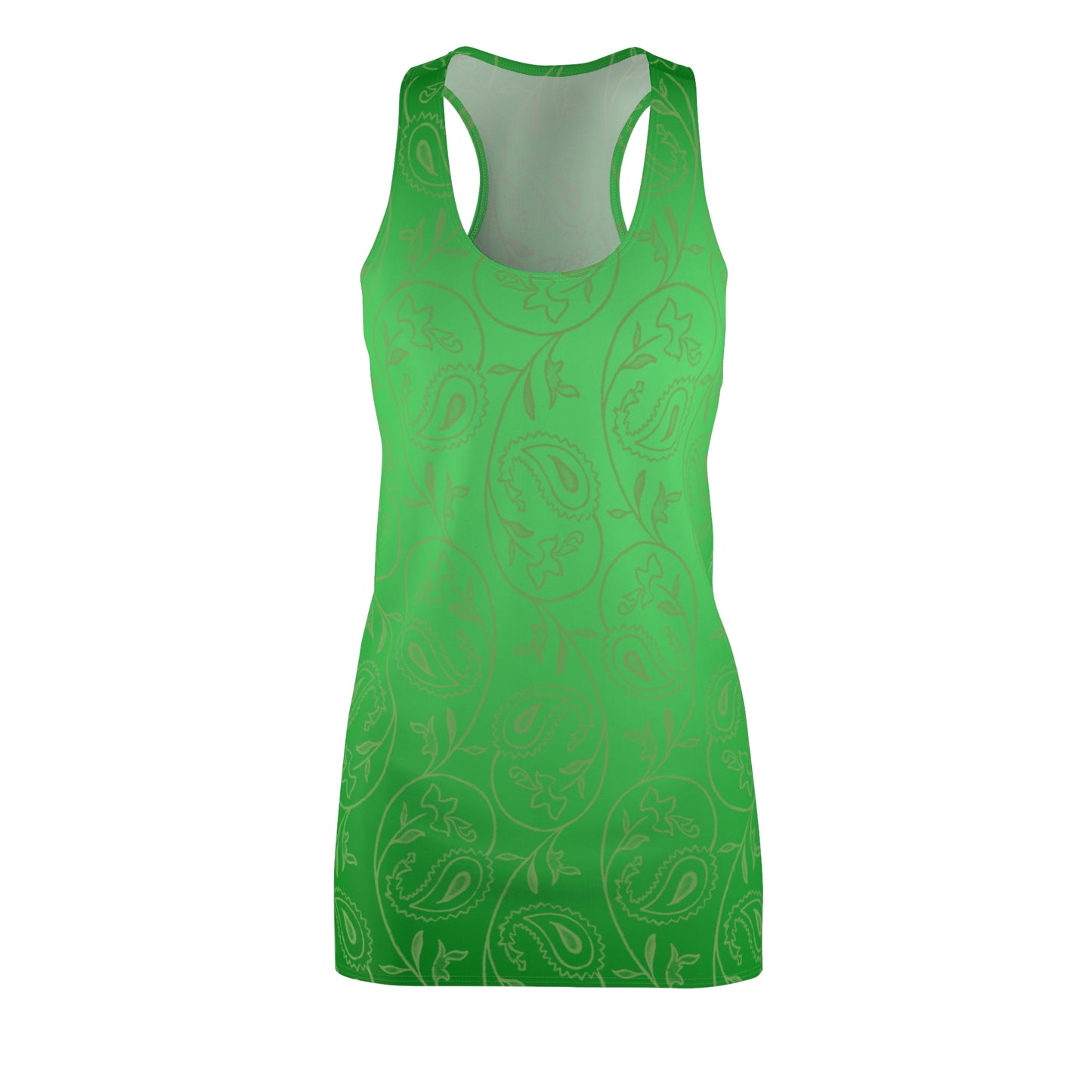 Damen Sommerkleid Grün mit Farbverlauf und Paisley Muster