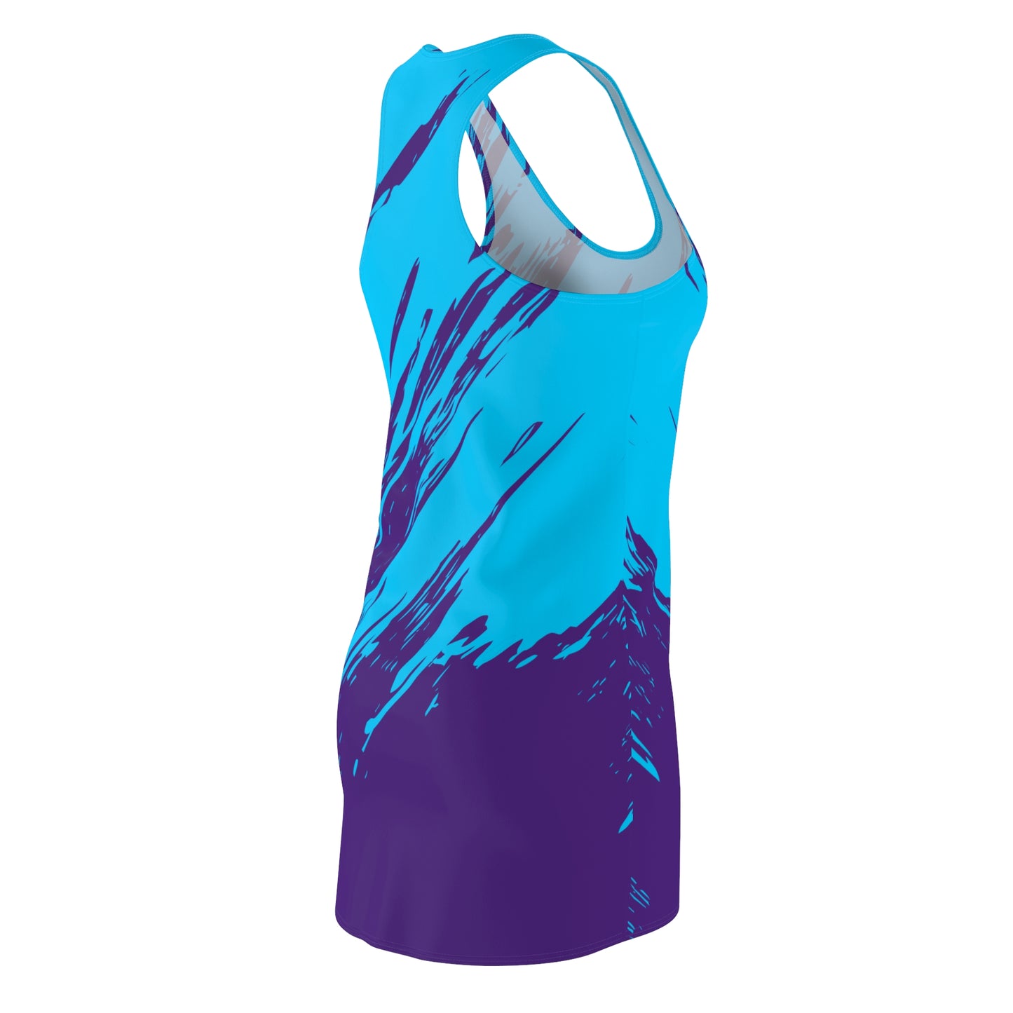Türkis-Lilanes Racerback Kleid mit abstraktem Pinselprint