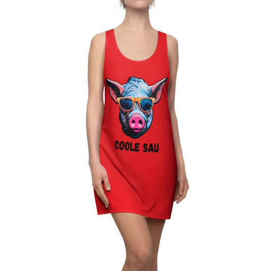Damen Kleid Coole Sau Racerback Sommer Statement Fun