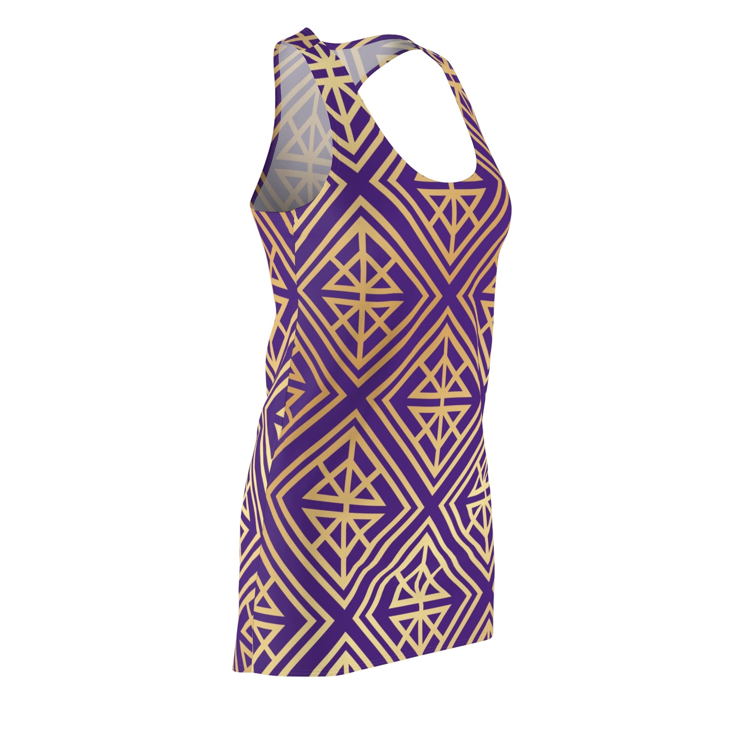 Luxury Racerback Dress mit Geometric Gold Line Muster purple