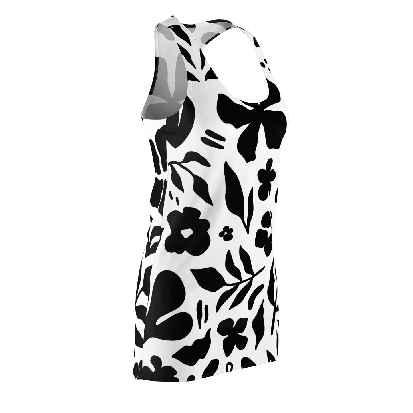 Schwarz Weiß Floral Racerback Kleid – Sommer Damenmode