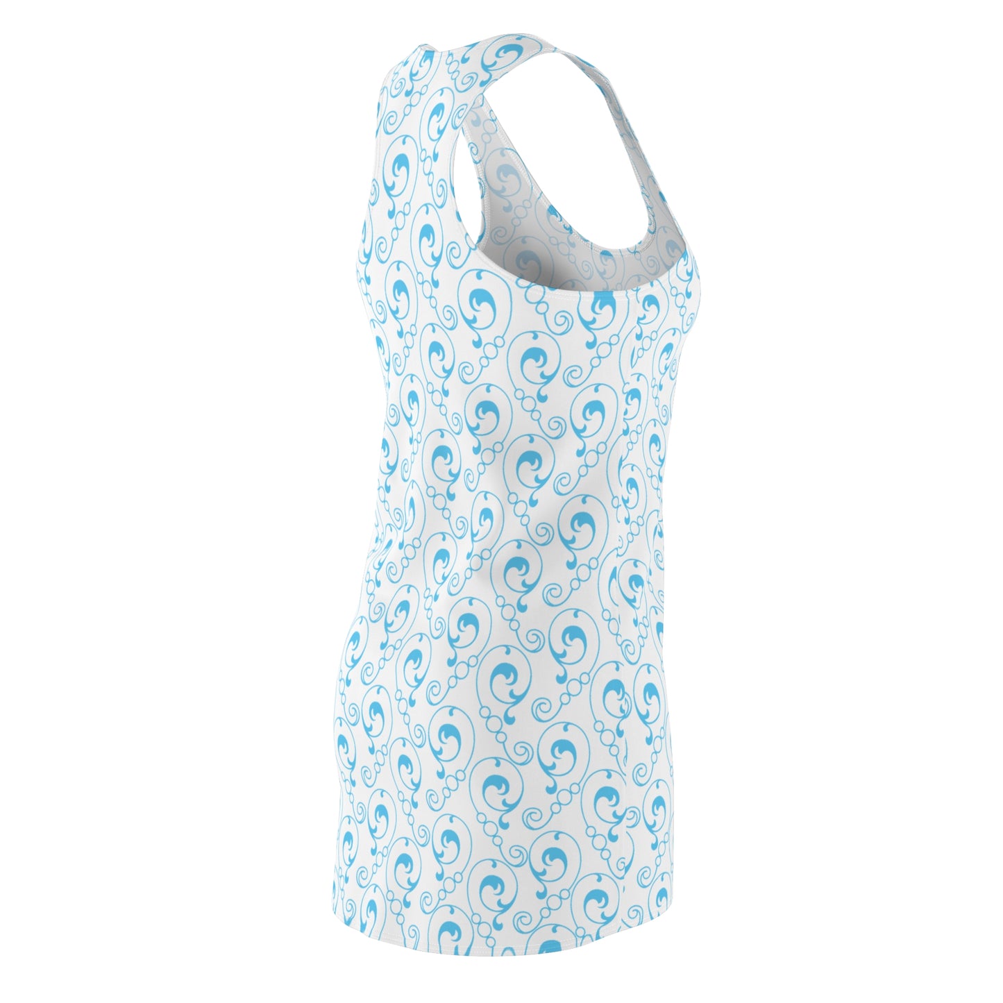 Aqua Swirl Racerback Kleid – Strandkleid mit Wirbelmuster