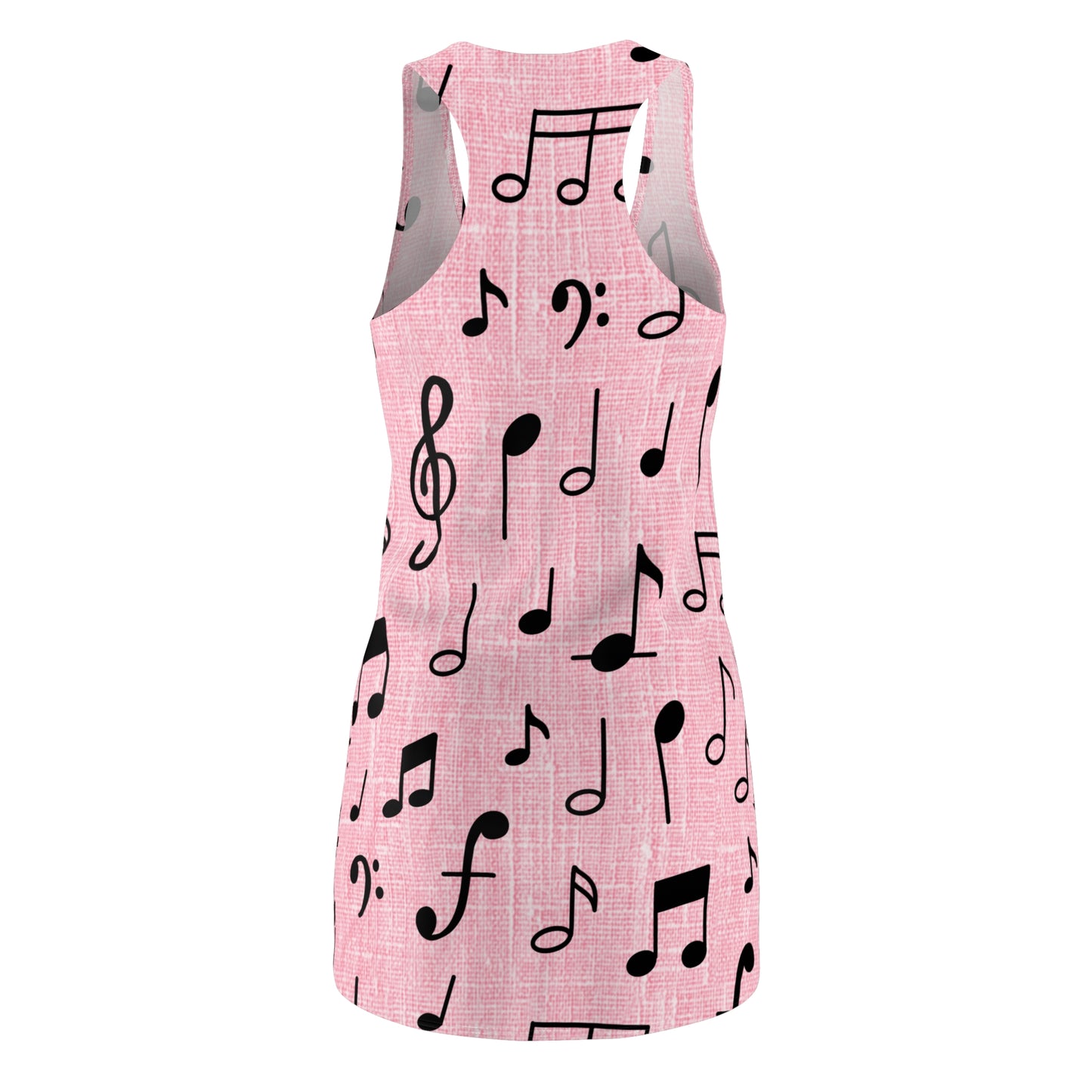 Rosa Racerback Kleid – Sommerkleid mit Musiknoten für Damen