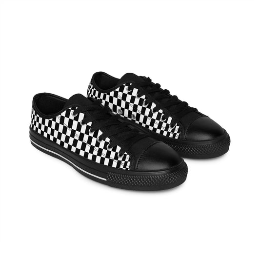 Black White Checkerboard Sneakers – Retro Canvas Low Tops
