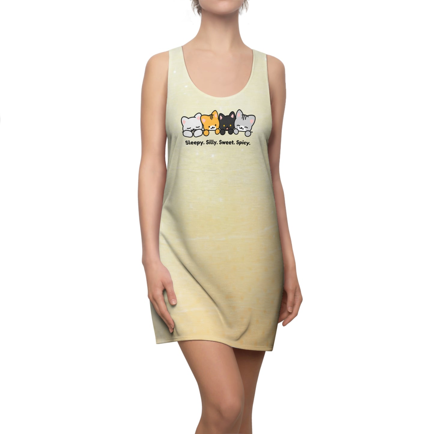 Racerback Kleid mit Farbverlauf & Katzenmotiv „Sleepy Silly Sweet“