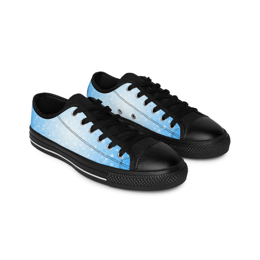 Star Pattern Canvas Sneakers Women – Blue Gradient Lace-Up Shoes