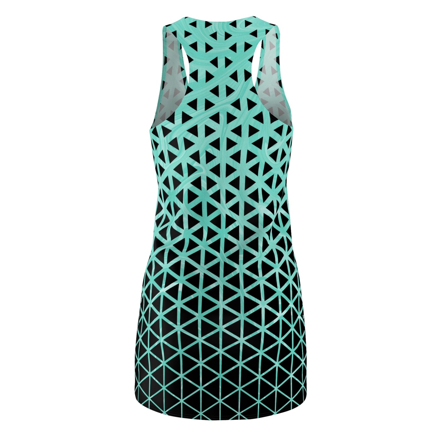 Türkises Racerback Kleid – Modernes Sommerkleid mit geometrischem Muster