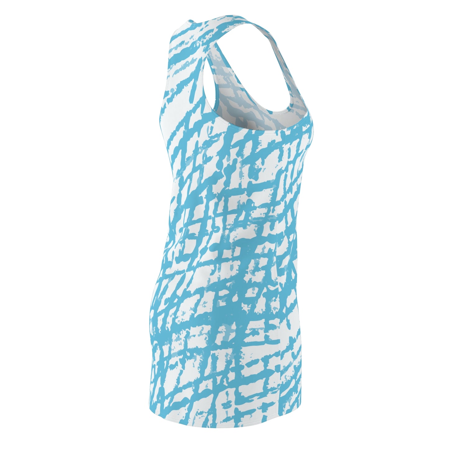 Skyline Muster Damen Racerback Kleid – Sommerkleid Blau Weiß