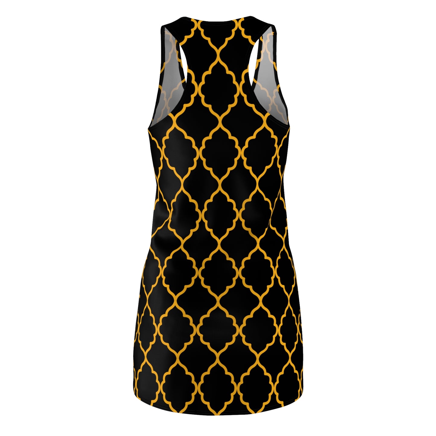 Schwarzes Racerback Kleid mit goldenem Ornamentmuster