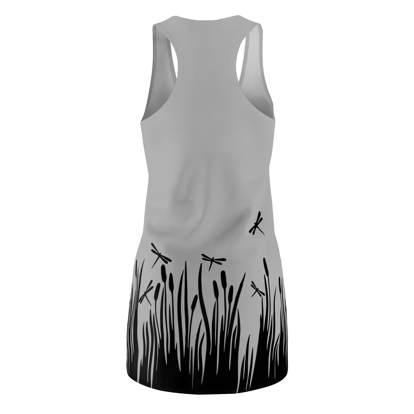 Graues Damen Kleid Libellen Design Racerback Sommer Freizeit Party