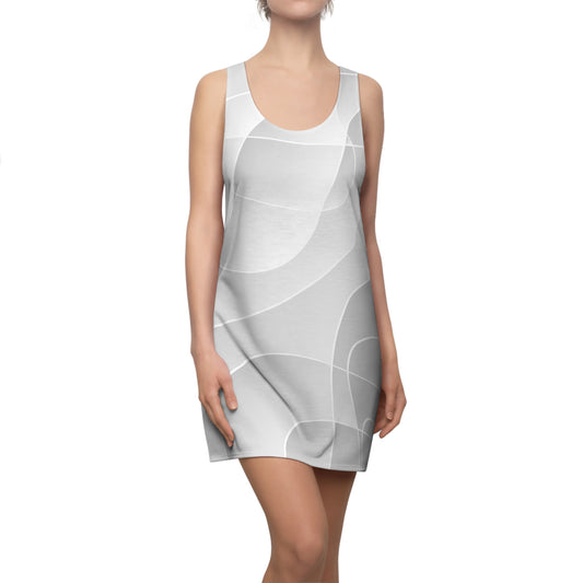 Racerback Damenkleid Sommer – Graues Linienmuster, elegant & modern