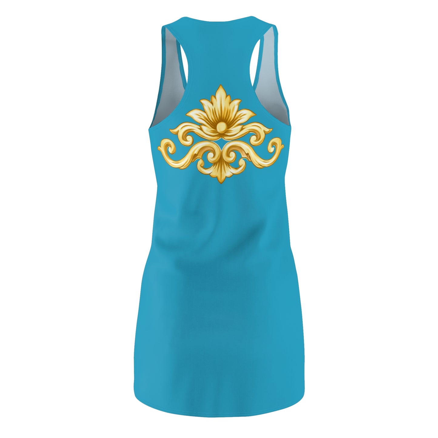 Elegant Baroque Damenkleid | Gold Ornament Racerback Kleid
