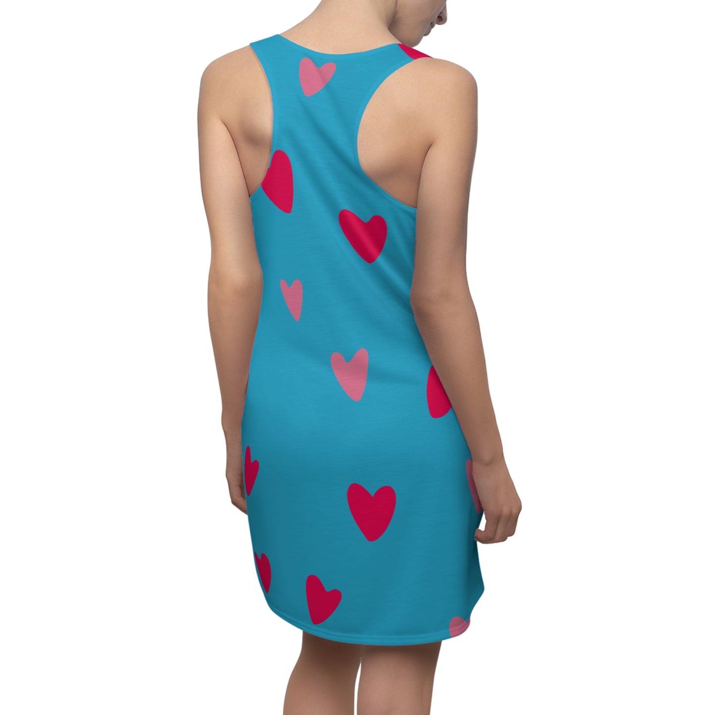 Pink Herz Türkises Racerback Kleid – Süßes Sommerkleid