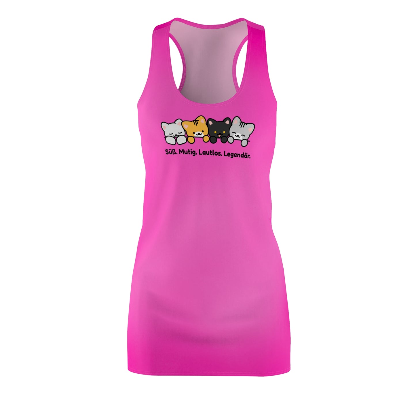 Racerback Kleid mit Katzenmotiv und Spruch – süß & selbstbewusst