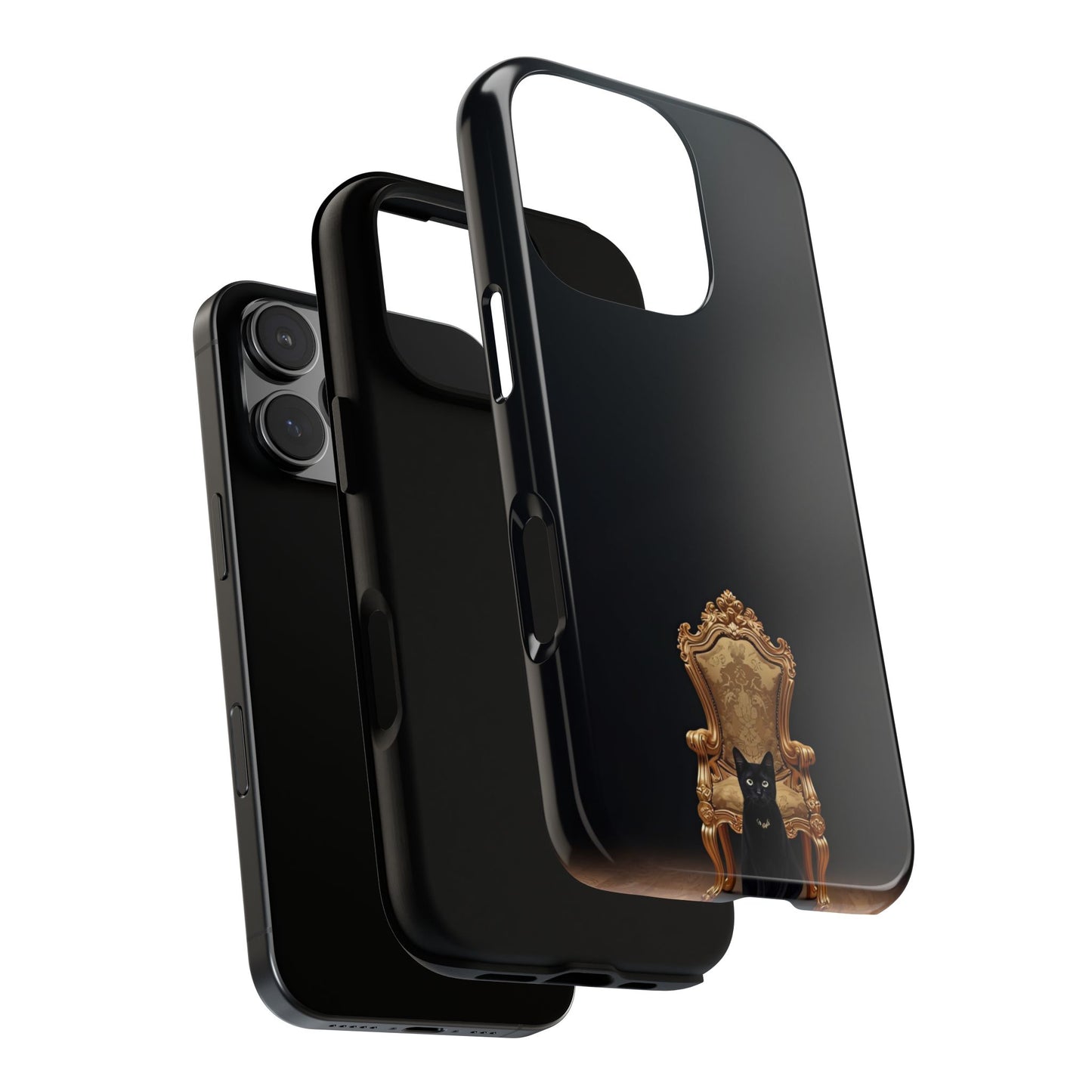 Black Cat on Golden Throne – Premium Phone Case Protective Slim