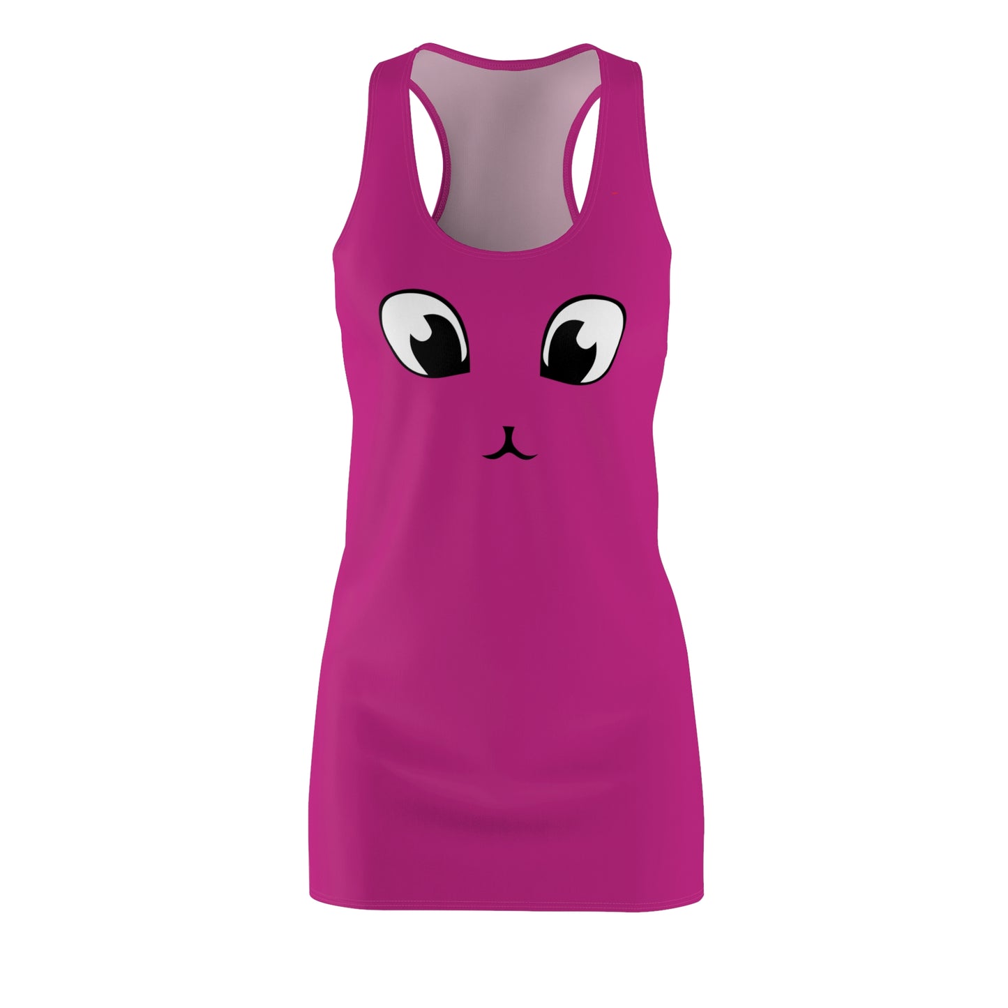 Pinkes Racerback Kleid mit Cute Katzenface Design