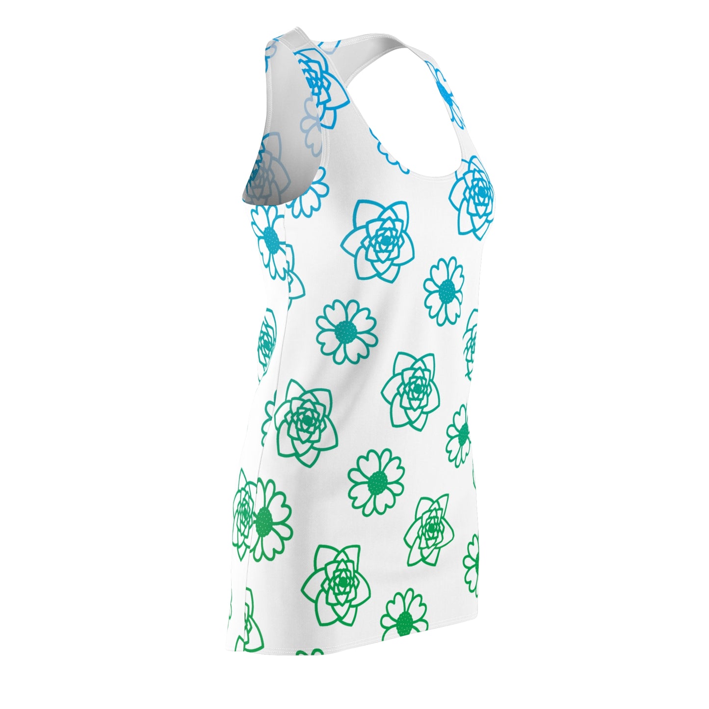 Racerback Kleid Weiß mit grünem Blumenmuster Sommerlook
