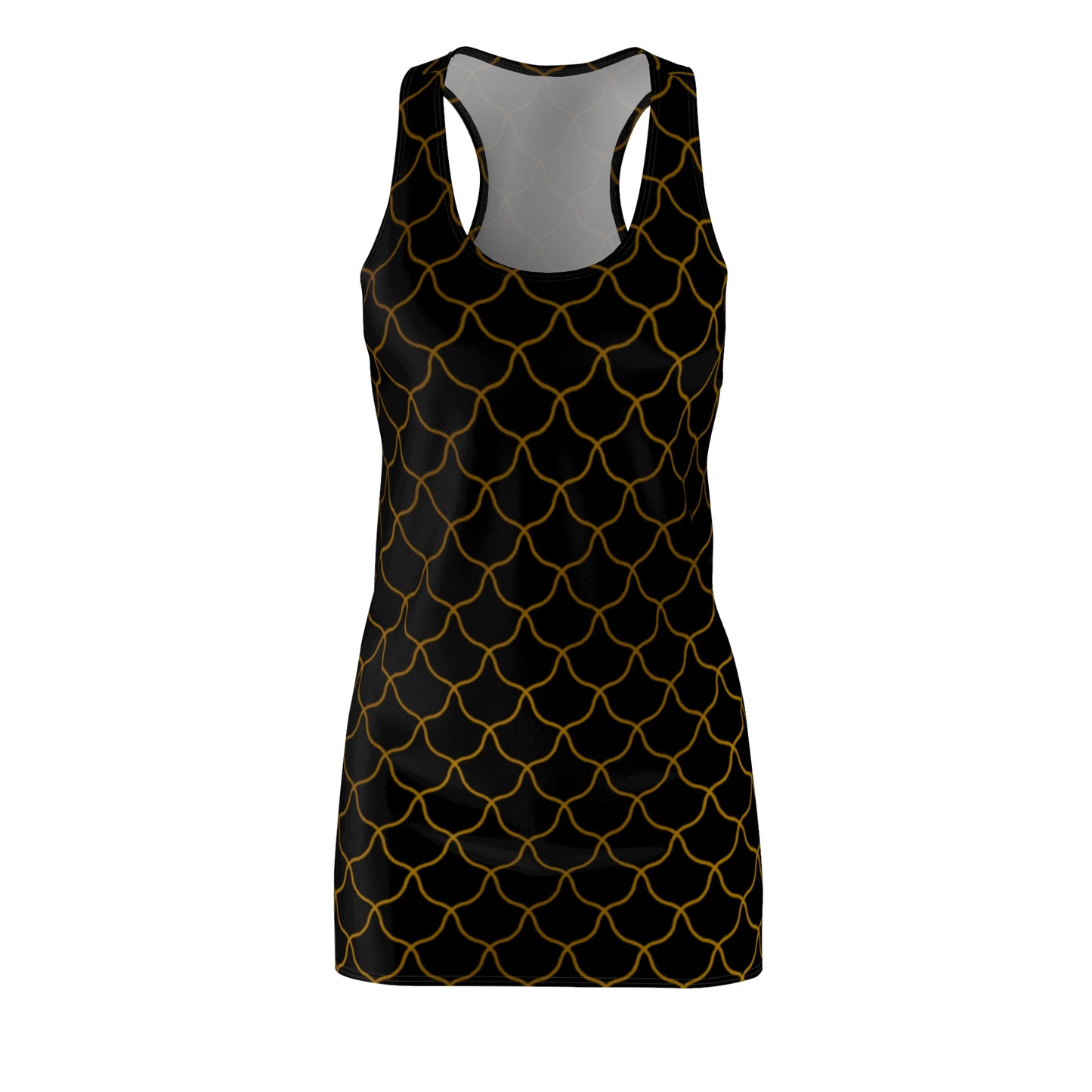 Luxury Racerback Dress mit Elegantem Goldmuster black