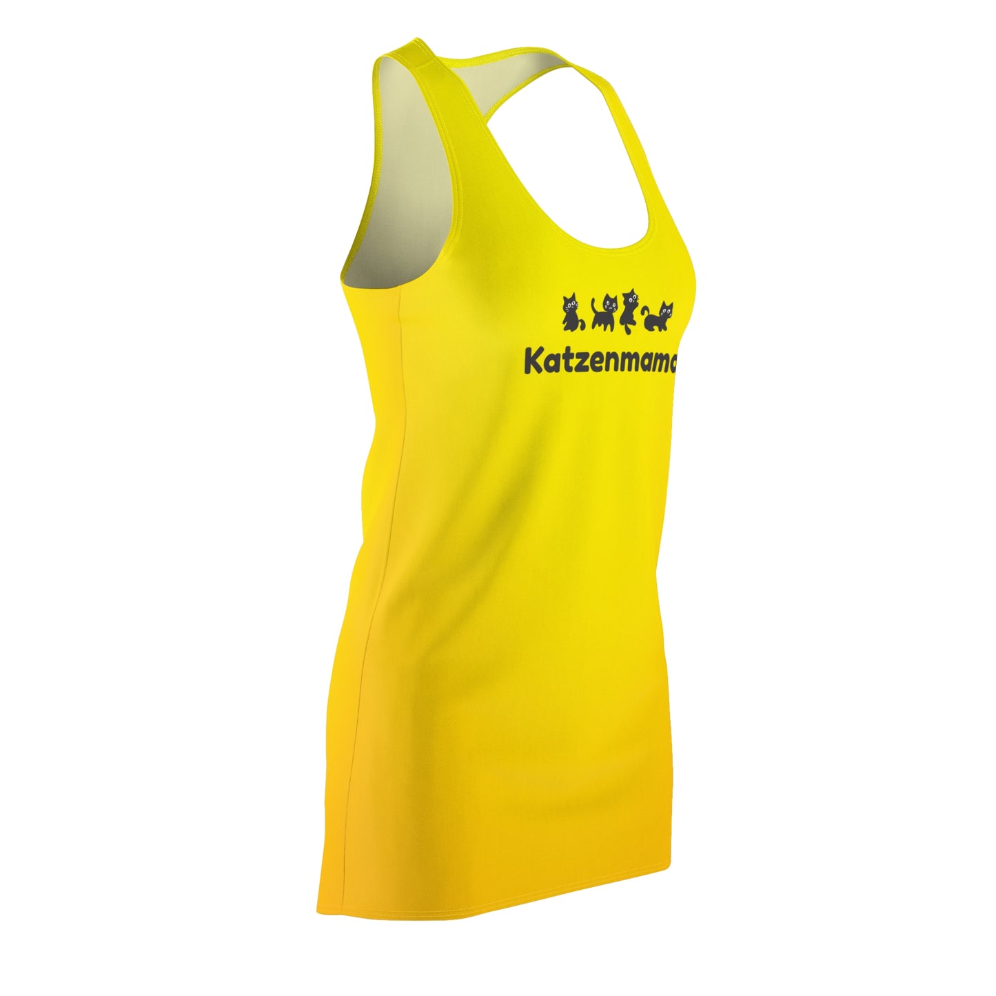 Racerback Kleid Katzenmama Damen Gelb mit Katzenmotiv