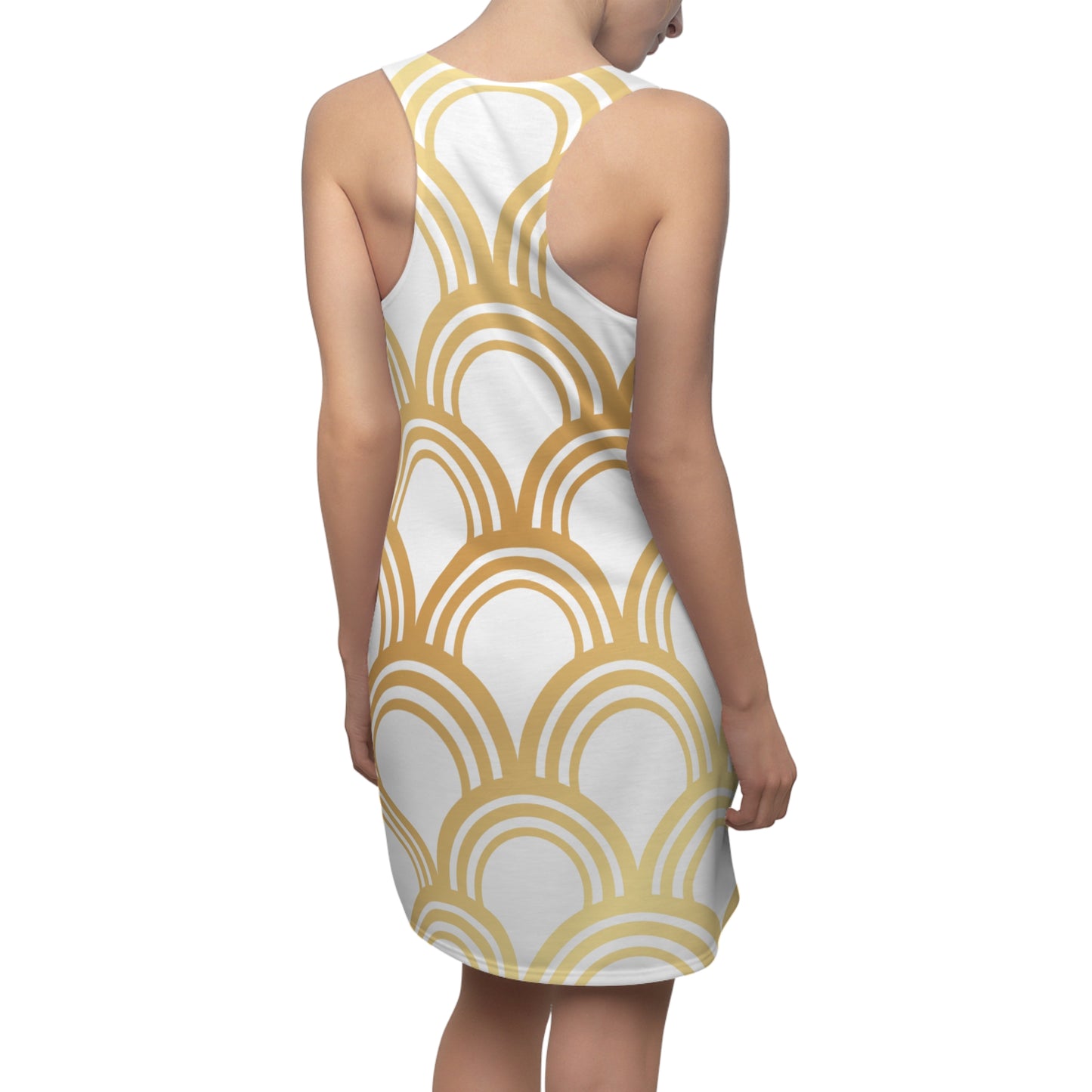 Luxury Racerback Dress mit Art Deco Bogen Muster white